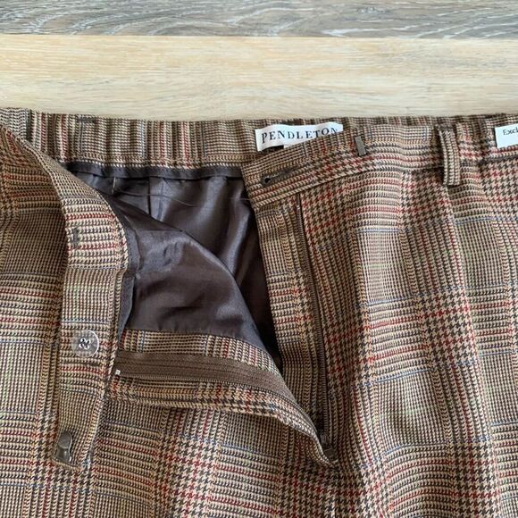 Pendleton wool pants City Trouser Glen style plaid brown size 8 - Picture 3 of 12
